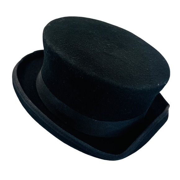 Vintage Equestrian Hunt Top Hat Wool Felt Riding Hat Rear Bow England Victorian - Picture 11 of 15